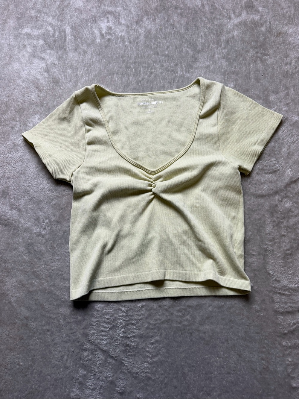 Aeropostale Buttery Soft Rib Twist-Front V-Neck Crop Top